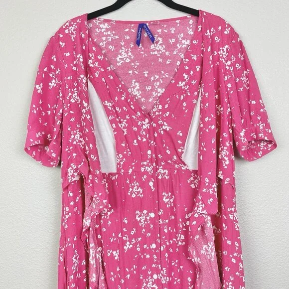 Seraphine Women's 8 Raspberry Sanna Maternity Nursing Midi Dress Viscose Floral - Picture 4 of 16